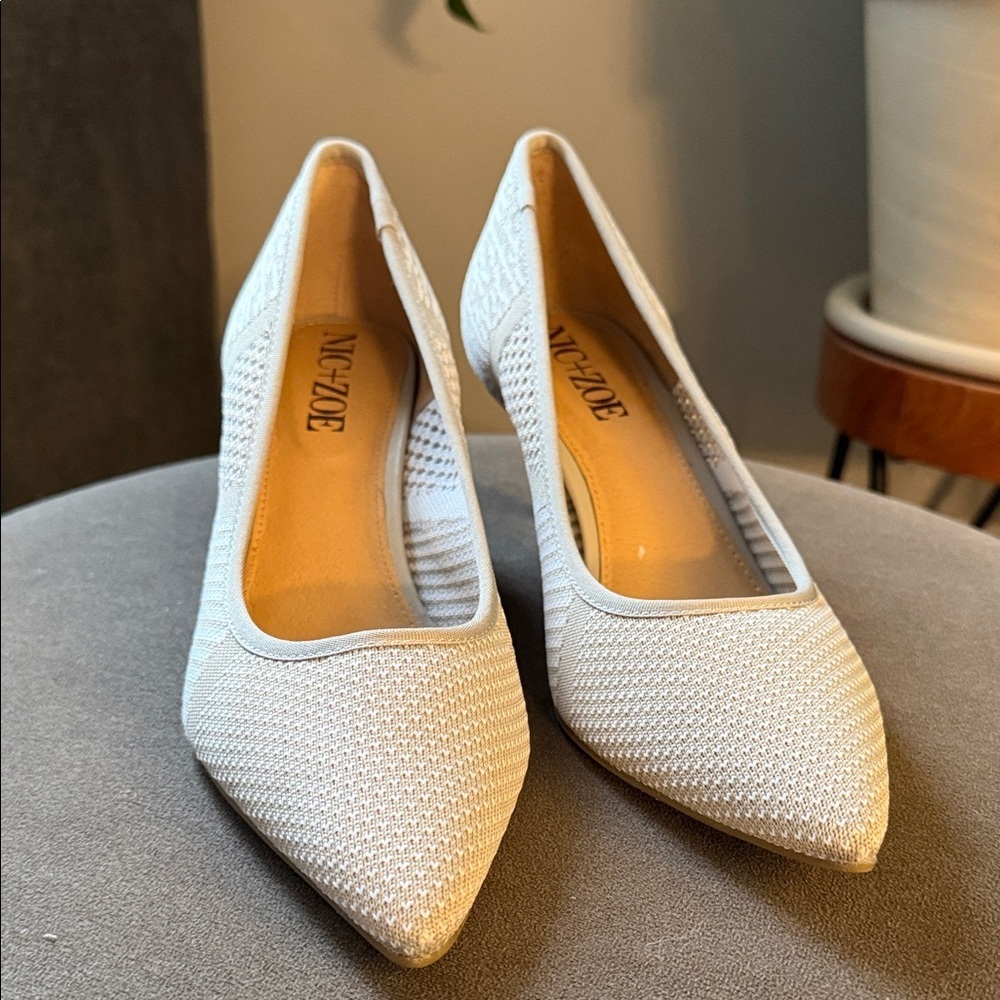 NIC+ZOE White & Grey Mess Womens 9 Heels Chic Business Work